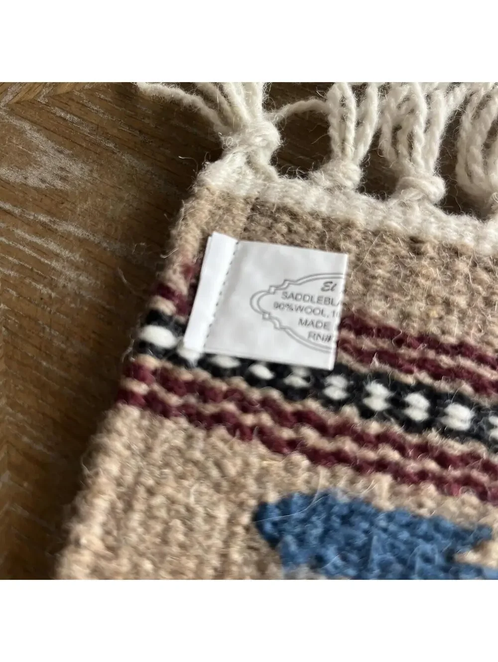El Paso Blanket Company Woven Table Rug Fringe 90% Wool 15” X 10.5”
